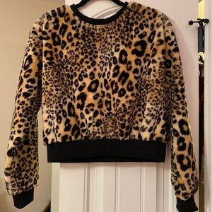 Forever 21 furry cheetah print sweatshirt